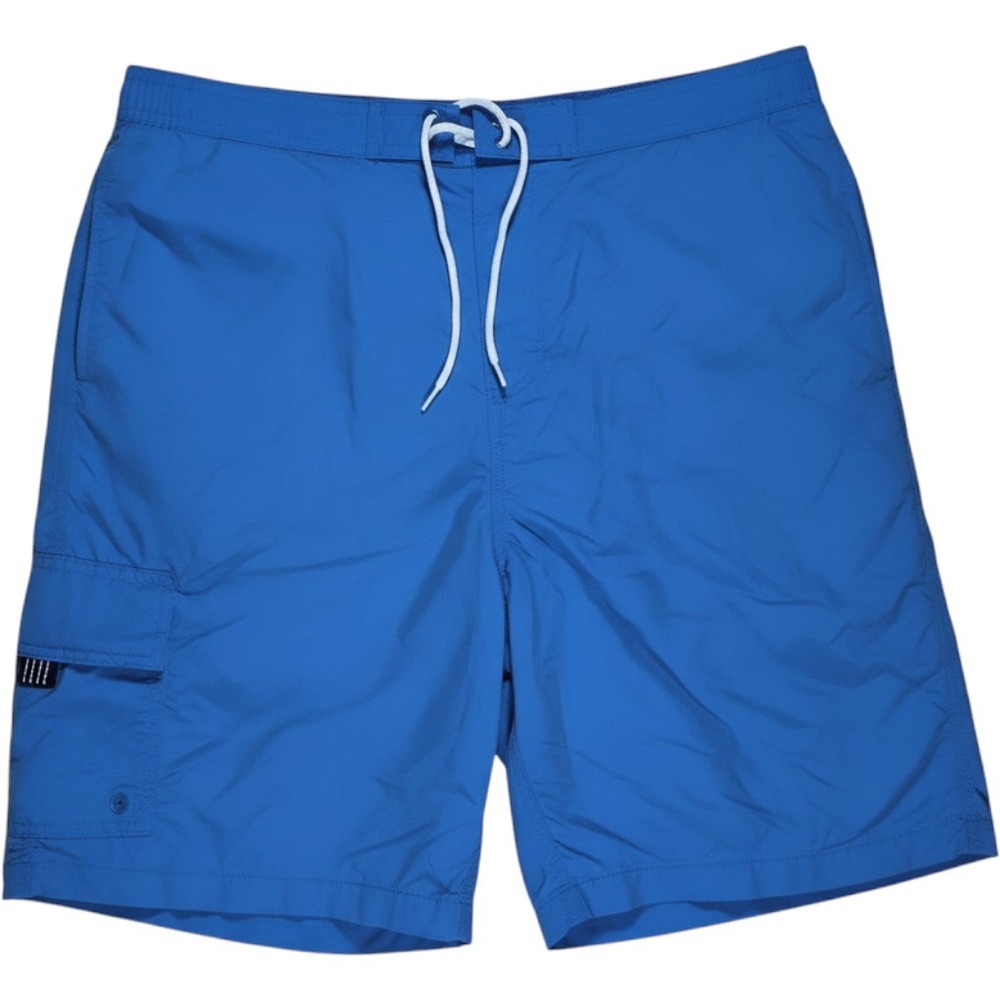 Lands End Men's Swim Trunks Blue Cargo Board Shorts Mesh Lined Size L 36-38